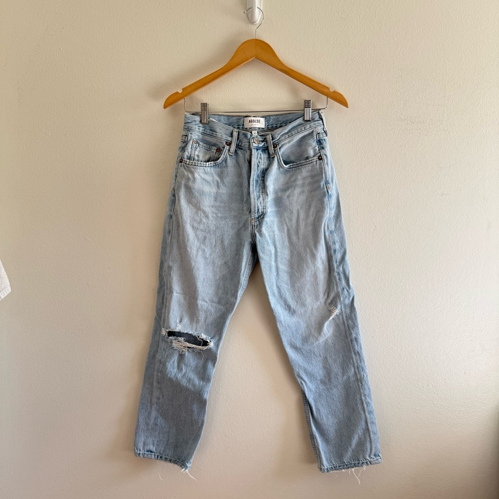 Agolde Riley Crop High Rise Distressed Jeans size 27 - Picture 4 of 12